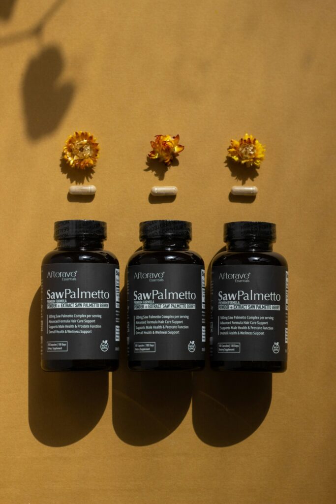 saw palmetto supplement bottles 
